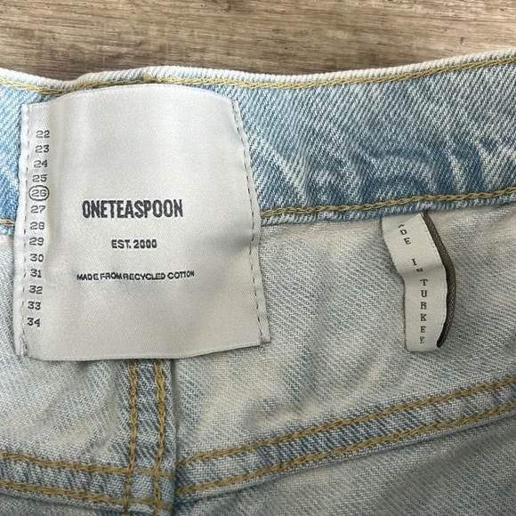 One Teaspoon Light Blue Distressed Jean Shorts - Picture 2 of 6